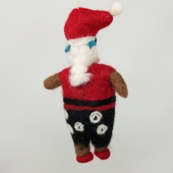 Felted Wool Cool Dressed Santa Holiday Christmas Tree Ornament Sunglasses Hippie - Picture 5 of 10